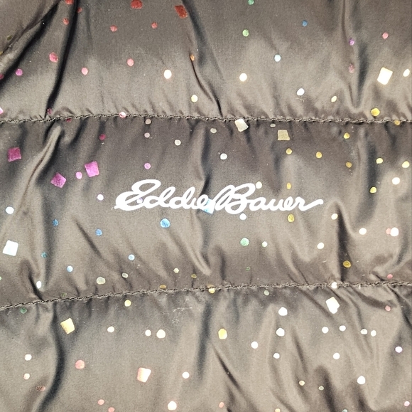 Girls Eddie Bauer Sparkle Black Puffer Jacket with Hood Size XL 16 - Picture 5 of 12